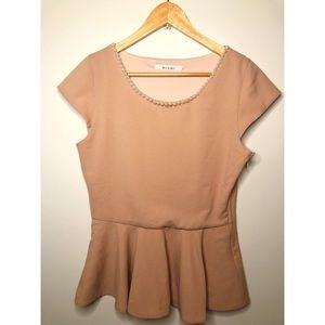 Francesca’s Blush Peplum Pearl Top